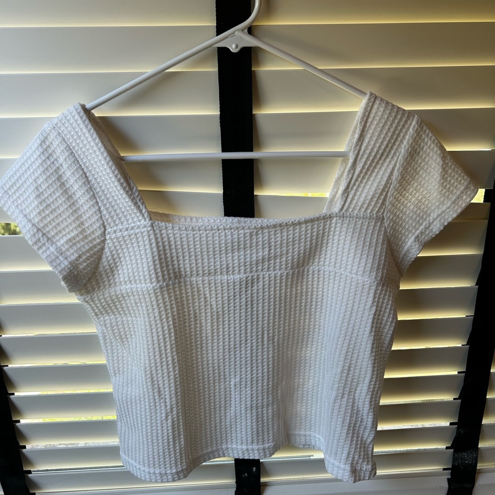 Square Neck Waffle Knit Tee